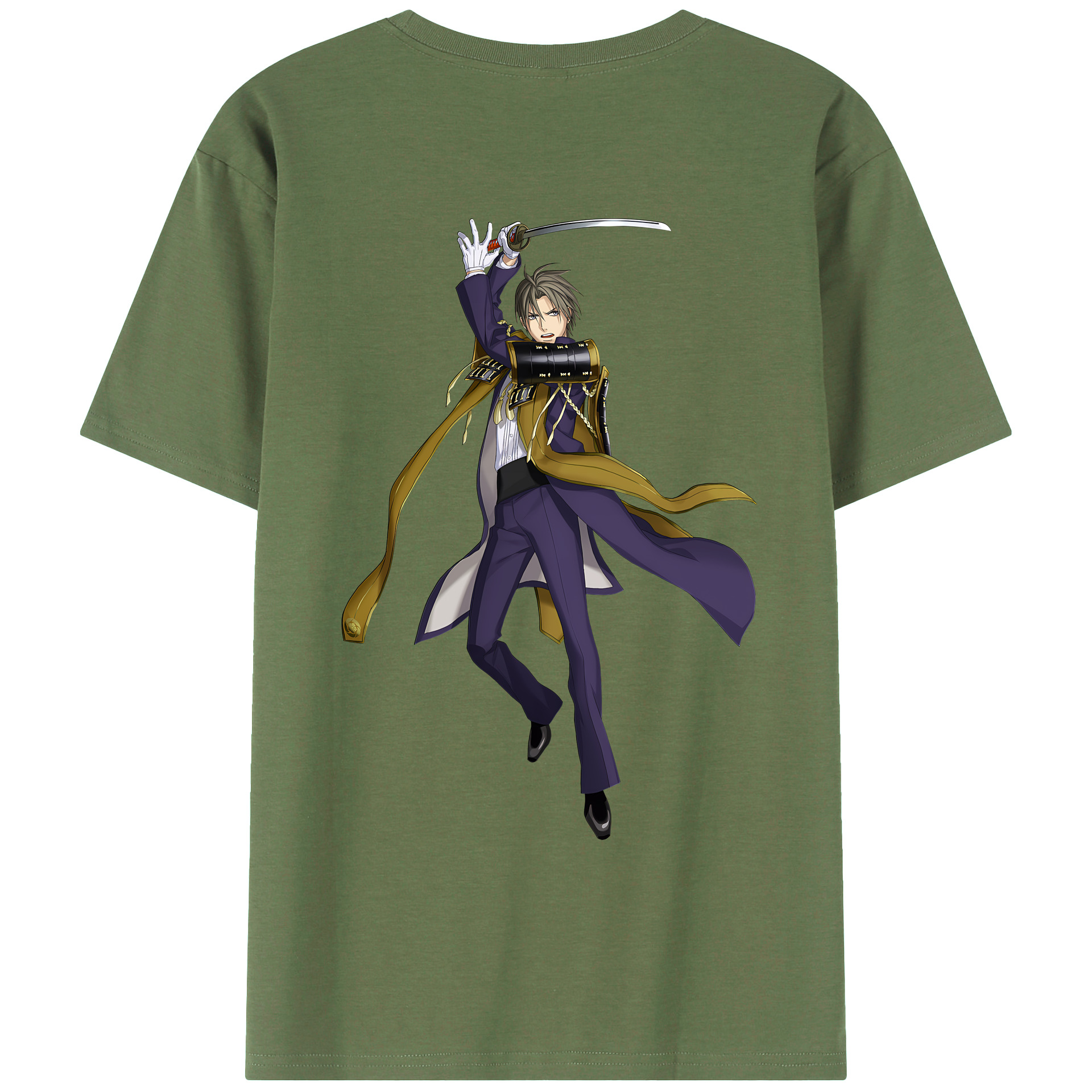 （画像用） 刀剣乱舞 Touken Ranbu 綿100％ メンズ半袖Tシャツ（バックプリント） 通気性